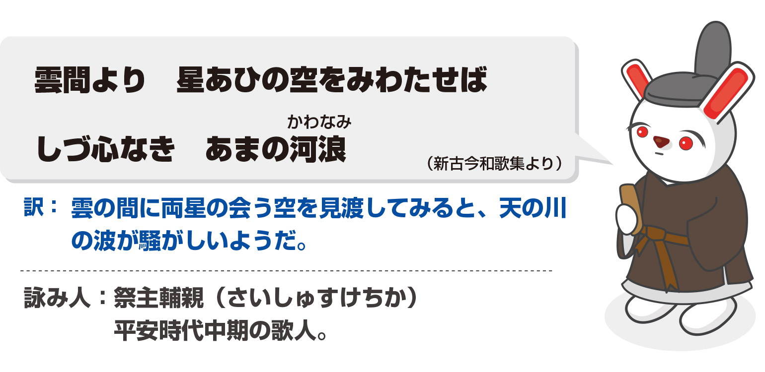 七夕の　あはぬこころや　雨中天